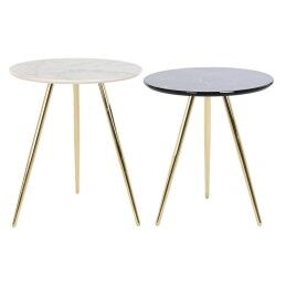 DKD Home Decor|Mesa de apoio DKD Home Decor 49 x 49 x 72 cm Cristal Preto Dourado Metal