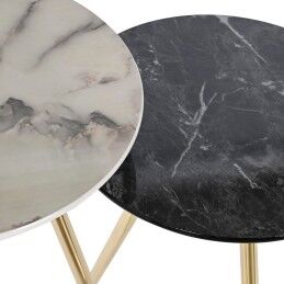 DKD Home Decor|Conjunto de 2 mesas DKD Home Decor Branco Preto Dourado 46 x 46 x 45 cm