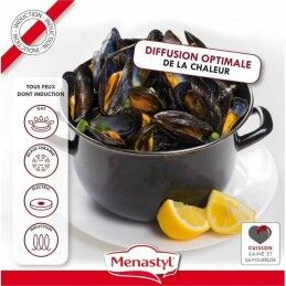 Menastyl|Caçarola com Tampa Menastyl Preto Aço esmaltado vitrificado 2 Peças