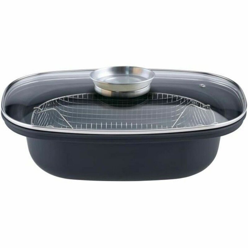 GSW|Frigideira com cesto GSW 414593 Preto Vidro Aço inoxidável Aço Esmaltado