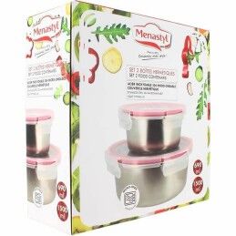 Menastyl|Recipiente para Conservar Alimentos Menastyl Prateado Redondo (2 Unidades)