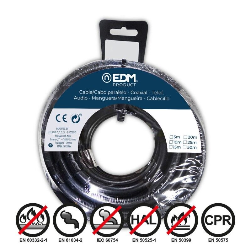 EDM Product|Cabo de Interface Paralelo EDM 28506 28506 Preto 50 m EDM Product|Cabo de Interface Paralelo EDM 28506 28506 Preto 50 m