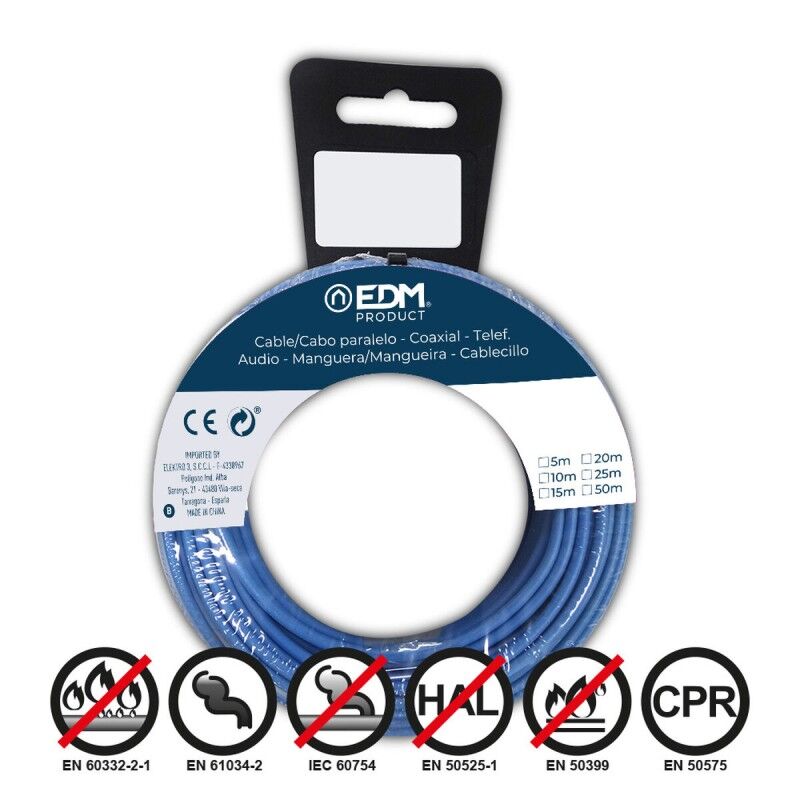 EDM Product|Cabo de Interface Paralelo EDM 28505 28505 Azul 50 m EDM Product|Cabo de Interface Paralelo EDM 28505 28505 Azul 50 m