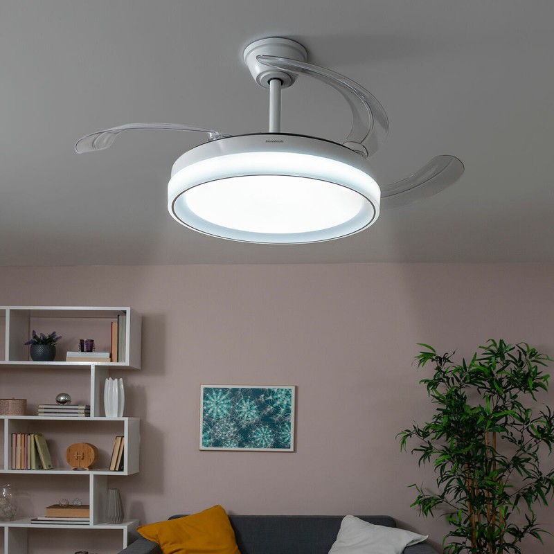 Ventoinha de Teto com Luz LED e 4 Pás Retráteis Blalefan InnovaGoods Branco 72 W Ø49,5-104 cm