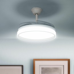 Ventoinha de Teto com Luz LED e 4 Pás Retráteis Blalefan InnovaGoods Branco 72 W Ø49,5-104 cm