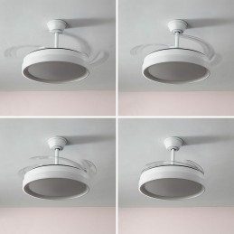 Ventoinha de Teto com Luz LED e 4 Pás Retráteis Blalefan InnovaGoods Branco 72 W Ø49,5-104 cm