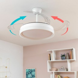 Ventoinha de Teto com Luz LED e 4 Pás Retráteis Blalefan InnovaGoods Branco 72 W Ø49,5-104 cm