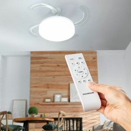 Ventoinha de Teto com Luz LED e 4 Pás Retráteis Blalefan InnovaGoods Branco 72 W Ø49,5-104 cm