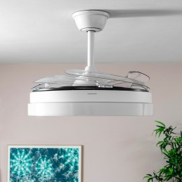 Ventoinha de Teto com Luz LED e 4 Pás Retráteis Blalefan InnovaGoods Branco 72 W Ø49,5-104 cm