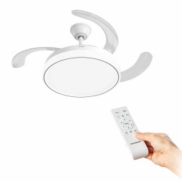 Ventoinha de Teto com Luz LED e 4 Pás Retráteis Blalefan InnovaGoods Branco 72 W Ø49,5-104 cm