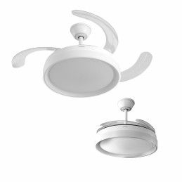 Ventoinha de Teto com Luz LED e 4 Pás Retráteis Blalefan InnovaGoods Branco 72 W Ø49,5-104 cm