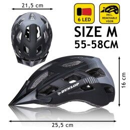 Dunlop|Capacete de Ciclismo para Adultos Dunlop M Preto Leve LED