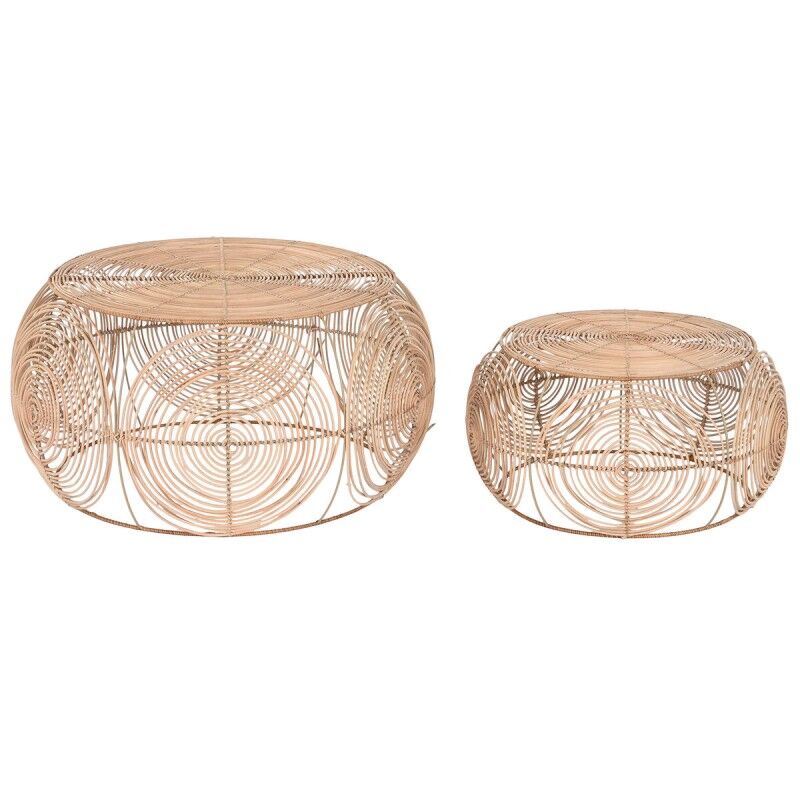 DKD Home Decor|Conjunto de 2 mesas DKD Home Decor 80 x 80 x 40 cm Marrom claro DKD Home Decor|Conjunto de 2 mesas DKD Home Decor 80 x 80 x 40 cm Marrom claro