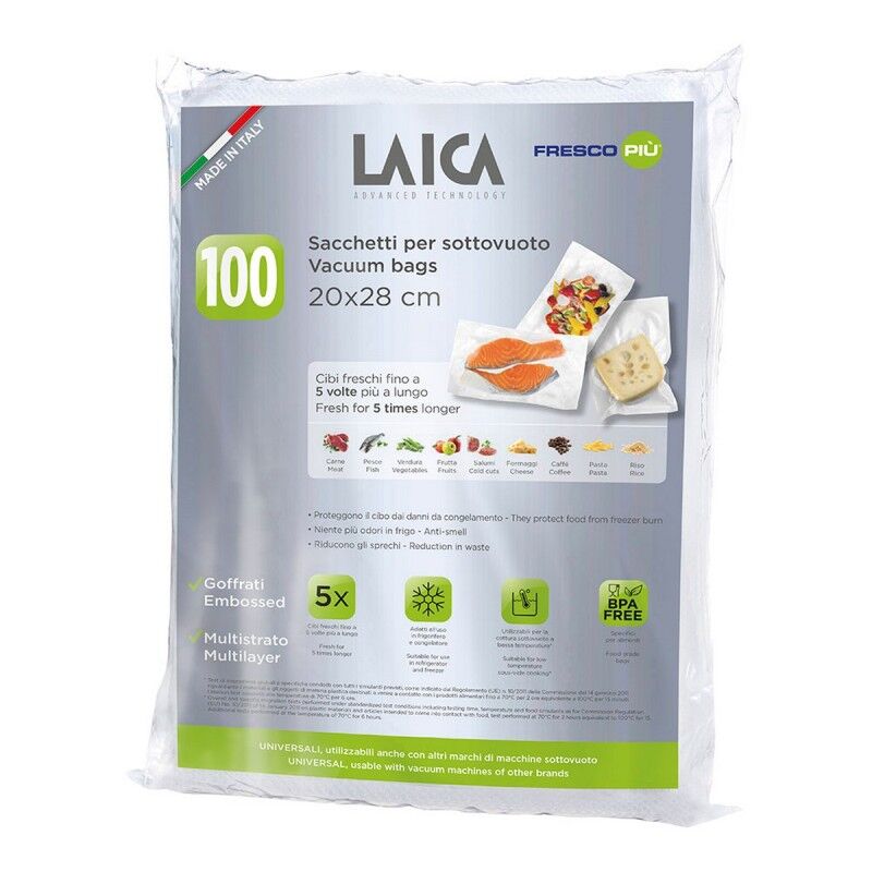 LAICA|Sacos de vácuo LAICA VT3501 100 Peças 20 x 28 cm LAICA|Sacos de vácuo LAICA VT3501 100 Peças 20 x 28 cm