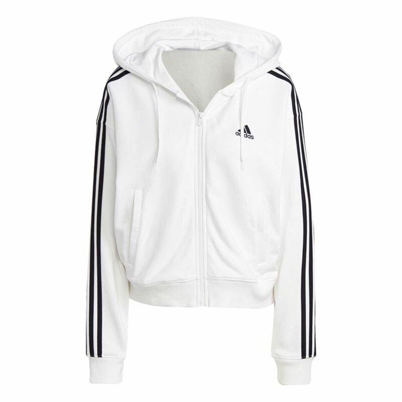 Adidas|Polar com Capuz Mulher Adidas 3S Ft Fz S Branco Adidas|Polar com Capuz Mulher Adidas 3S Ft Fz S Branco