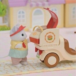 Sylvanian Families|Acessórios para Casa de Bonecas Sylvanian Families Puesto de hamburguesas - Papa Latte Cat y Scooter 30 Peças