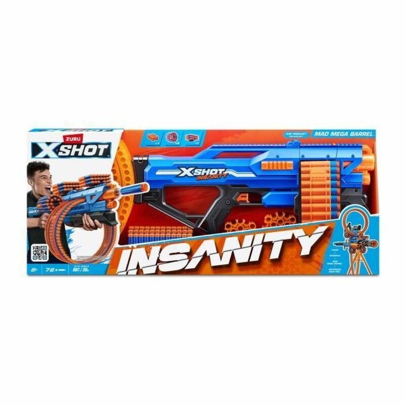 Zuru|Pistola de Dardos Zuru XSHOT Insanity Mad Mega Barrel
