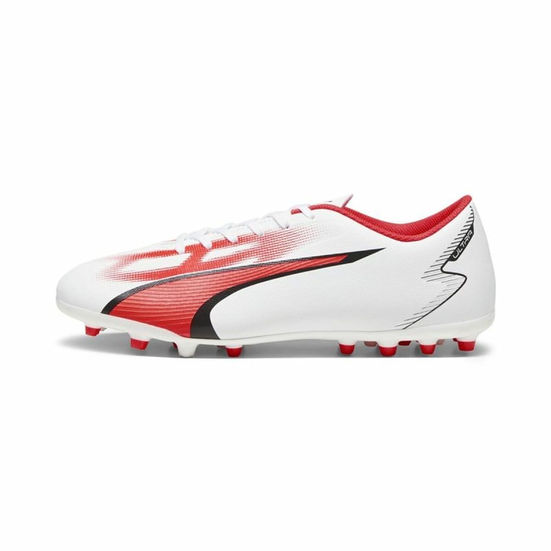 Chuteiras para Adultos Puma Ultra Play MG Branco Vermelho