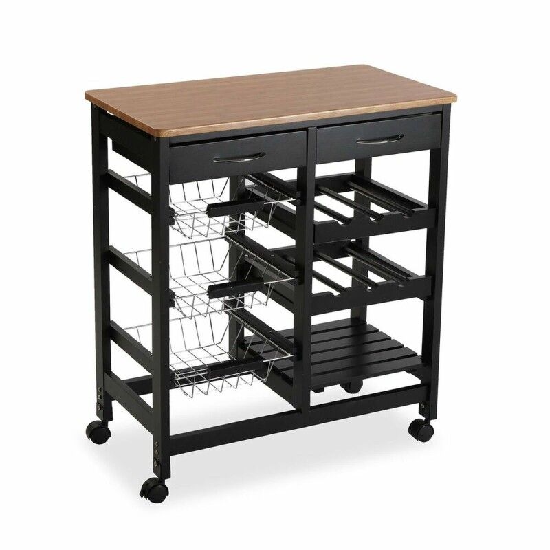 Versa|Carrinho de Vegetais Versa BK Madeira MDF (37 x 76 x 66 cm)