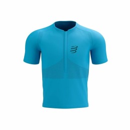 Camisola de Manga Curta Unissexo Compressport Trail Half-Zip Fitted SS Azul celeste