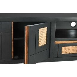 DKD Home Decor|Móvel de TV DKD Home Decor Preto Rotim Madeira de mangueira (145,5 x 40,5 x 60 cm)