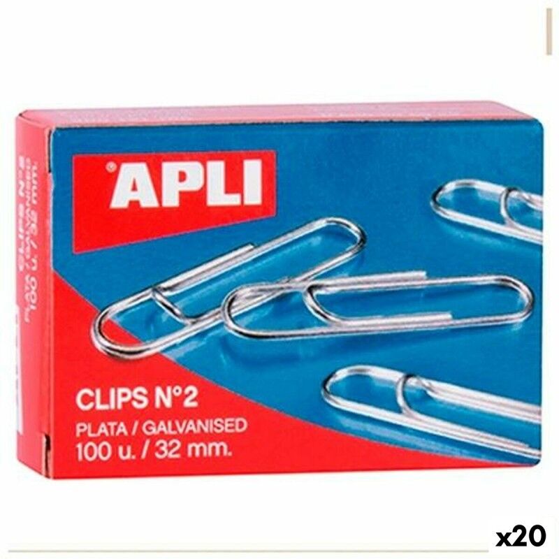 Apli|Clipes Apli Nº 2 Prateado Prata 32 mm (10 Peças) (20 Unidades)
