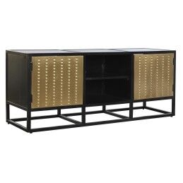Home ESPRIT|Mesa de apoio Home ESPRIT Preto Natural Cristal Abeto 46 x 46 x 55,5 cm
