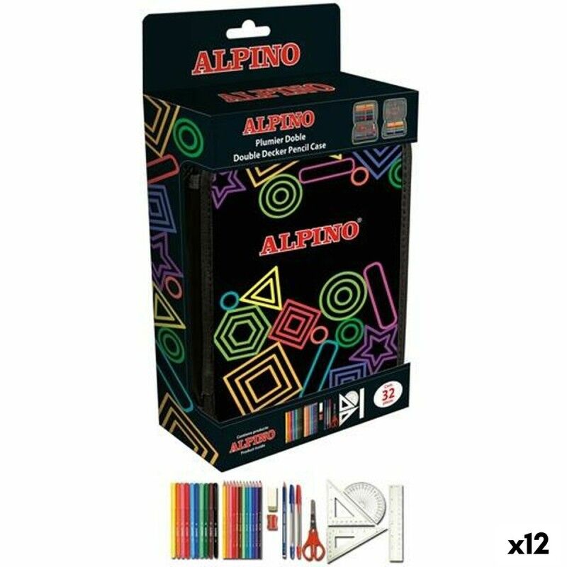 Alpino|Estojo Duplo Alpino Multicolor 32 Peças (12 Unidades)