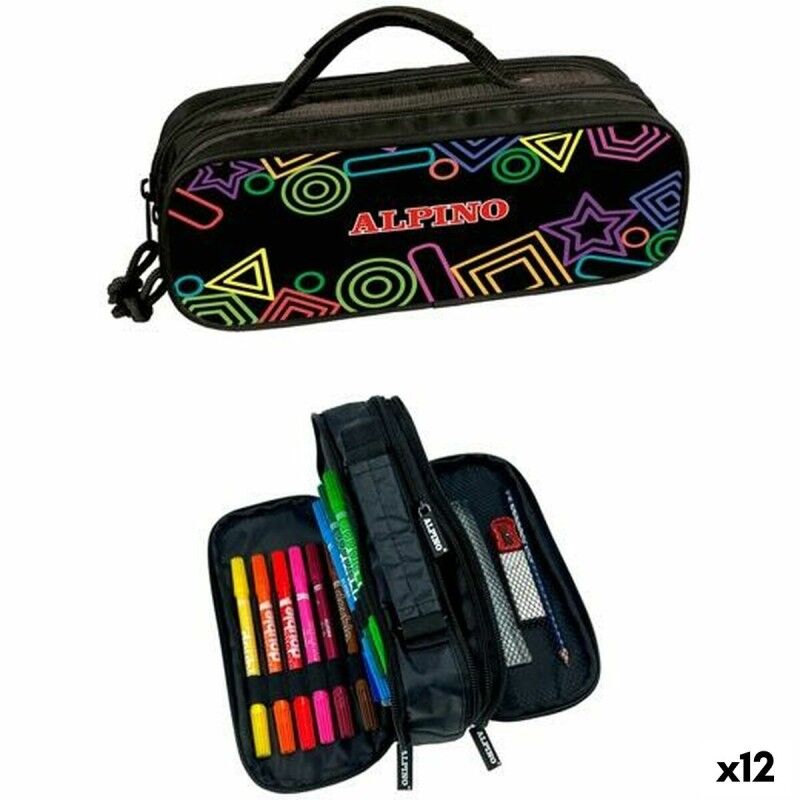 Alpino|Estojo Triplo Alpino Mini Black Multicolor (12 Unidades) Alpino|Estojo Triplo Alpino Mini Black Multicolor (12 Unidades)