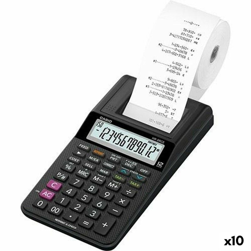 Casio|Calculadora impressora Casio HR-8RCE Preto (10 Unidades) Casio|Calculadora impressora Casio HR-8RCE Preto (10 Unidades)