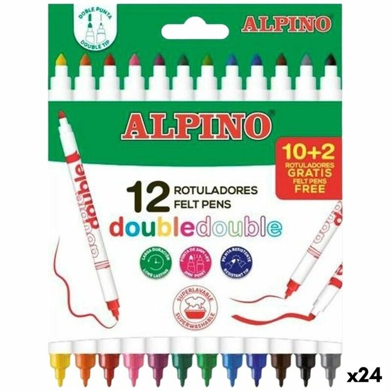 Alpino|Conjunto de Canetas de Feltro Alpino Double Multicolor 12 Peças (24 Unidades) Alpino|Conjunto de Canetas de Feltro Alpino Double Multicolor 12 Peças (24 Unidades)