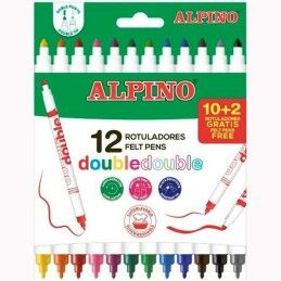 Alpino|Conjunto de Canetas de Feltro Alpino Double Multicolor 12 Peças (24 Unidades)