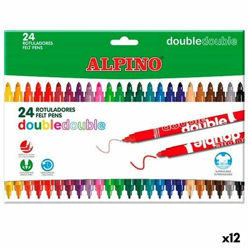 Alpino|Conjunto de Canetas de Feltro Alpino Double Multicolor 20 Peças (12 Unidades) Alpino|Conjunto de Canetas de Feltro Alpino Double Multicolor 20 Peças (12 Unidades)