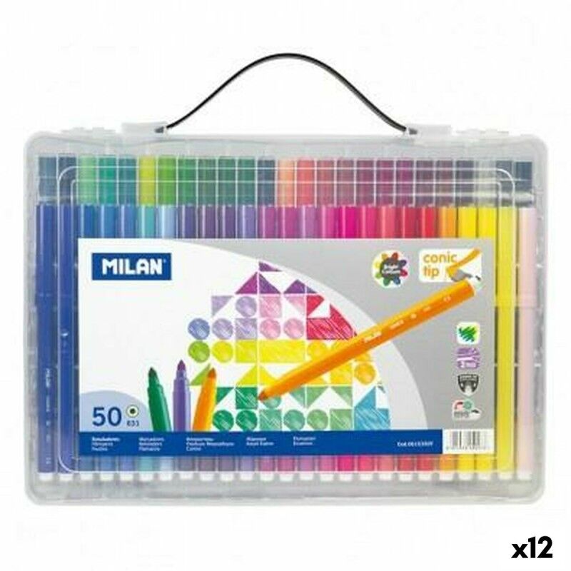 Milan|Conjunto de Canetas de Feltro Milan Conic Multicolor 50 Peças (12 Unidades) Milan|Conjunto de Canetas de Feltro Milan Conic Multicolor 50 Peças (12 Unidades)
