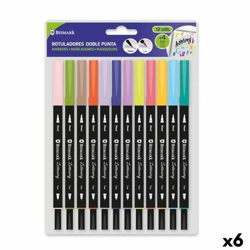 Bismark|Conjunto de Canetas de Feltro Bismark LETTERING Multicolor 12 Peças (6 Unidades) Bismark|Conjunto de Canetas de Feltro Bismark LETTERING Multicolor 12 Peças (6 Unidades)