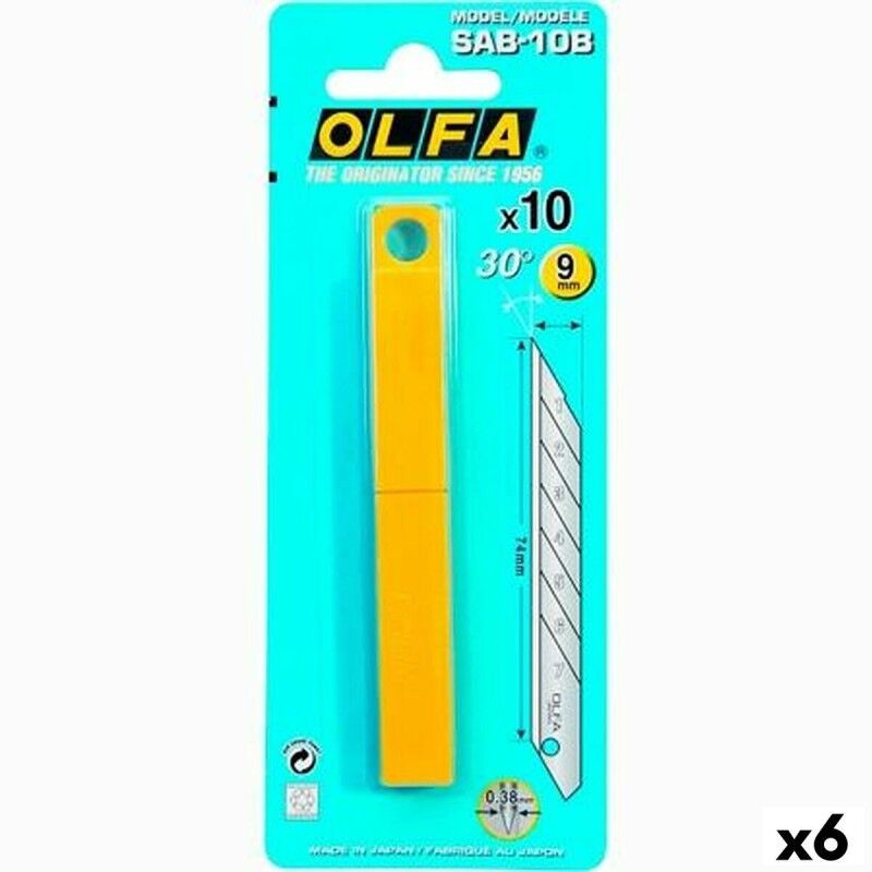 Olfa|Lâmina de Corte Olfa 9 mm 10 Peças 6 Unidades Olfa|Lâmina de Corte Olfa 9 mm 10 Peças 6 Unidades