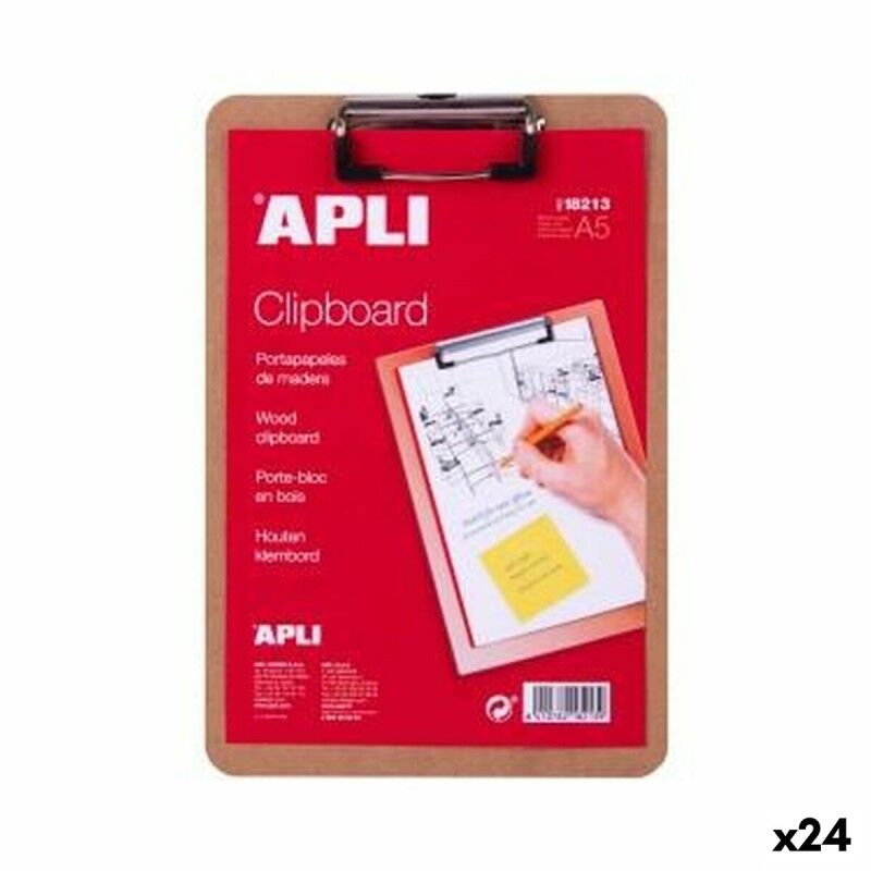 Apli|Pasta com clip Apli A5 Madeira (24 Unidades) Apli|Pasta com clip Apli A5 Madeira (24 Unidades)