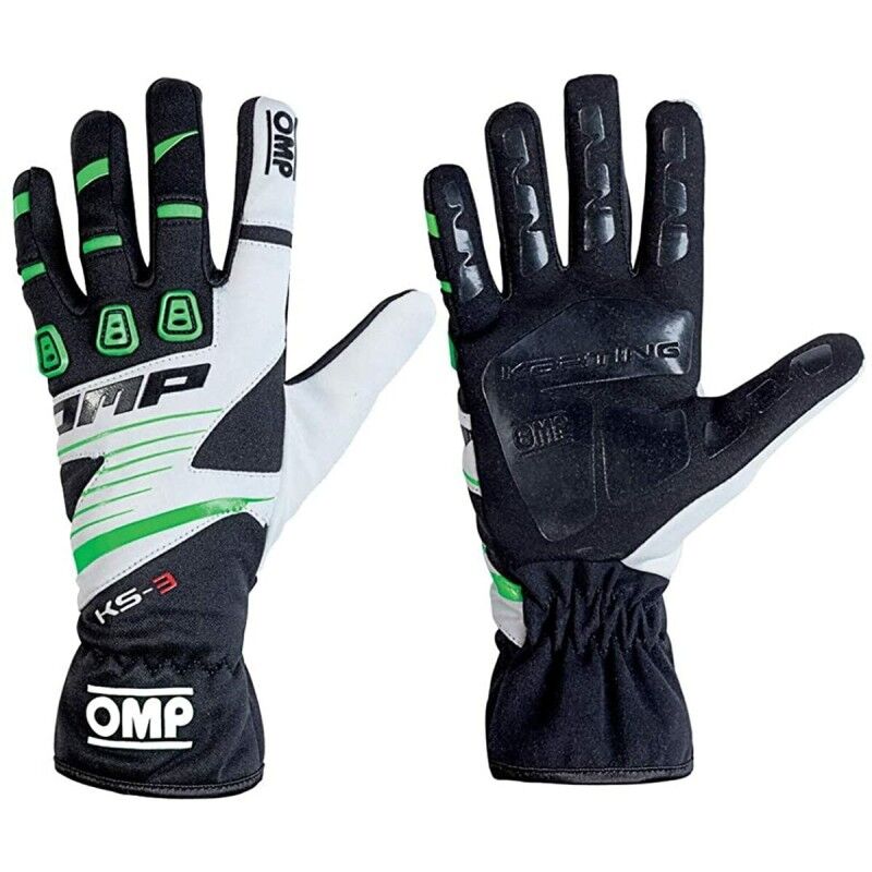 OMP|Luvas de karting OMP KS-3 MY2018 XXS kart Branco Preto Verde