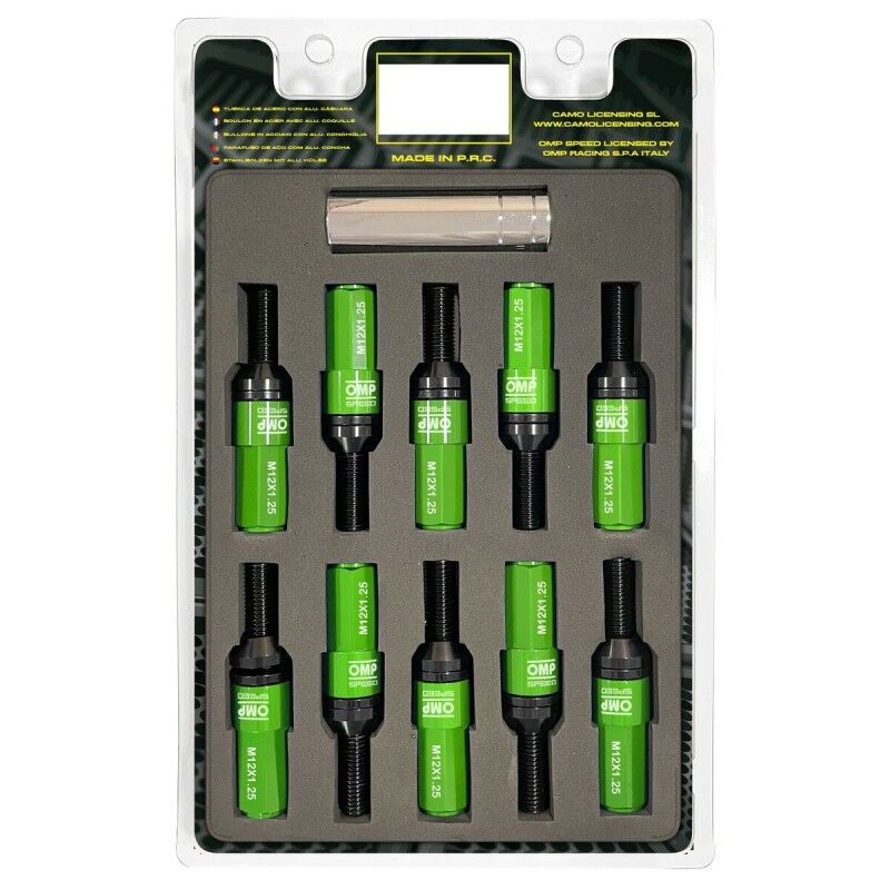 OMP|Kit de parafusos OMP OMPS09971208 28 mm Verde M12 x 1,25 OMP|Kit de parafusos OMP OMPS09971208 28 mm Verde M12 x 1,25