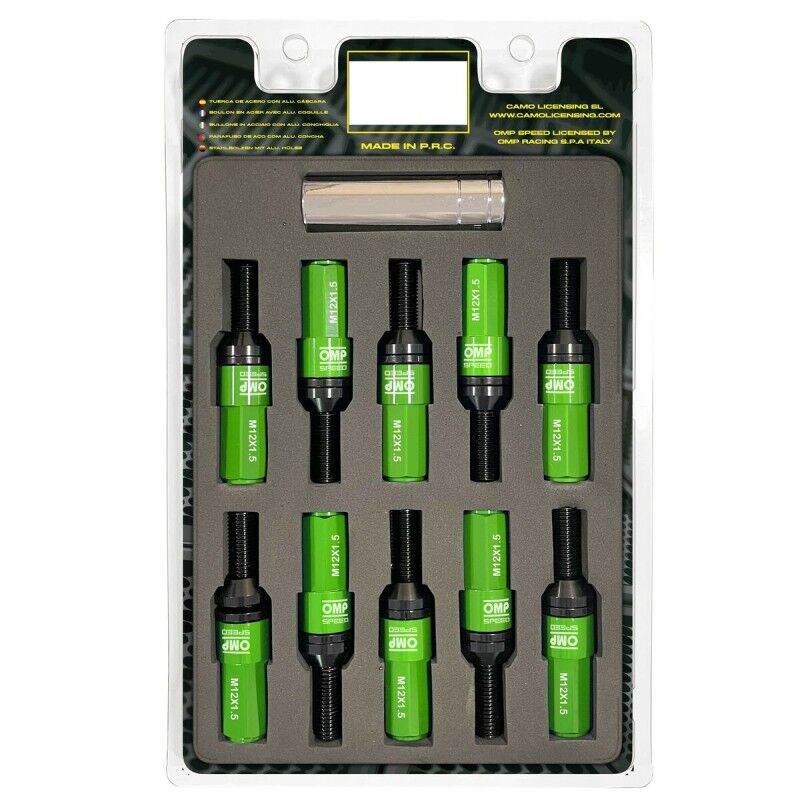 OMP|Kit de parafusos OMP OMPS09981208 28 mm Verde M12 x 1,50 OMP|Kit de parafusos OMP OMPS09981208 28 mm Verde M12 x 1,50