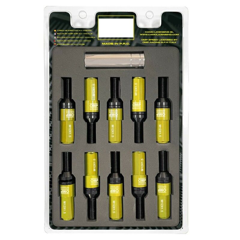 OMP|Kit de parafusos OMP OMPS09981209 28 mm Amarelo M12 x 1,50 OMP|Kit de parafusos OMP OMPS09981209 28 mm Amarelo M12 x 1,50