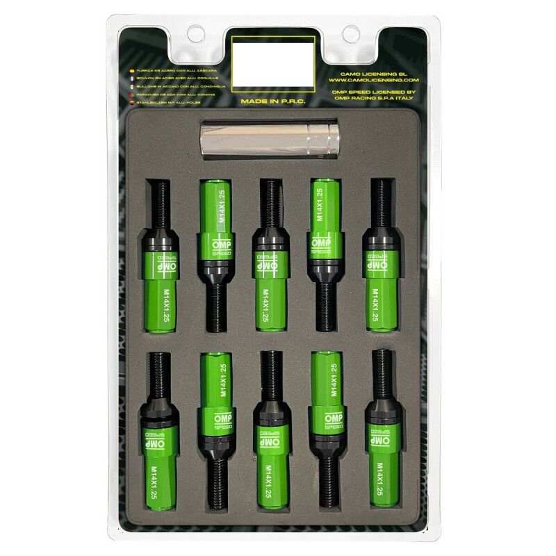 OMP|Kit de parafusos OMP OMPS09971408 28 mm Verde M14 x 1,25 OMP|Kit de parafusos OMP OMPS09971408 28 mm Verde M14 x 1,25