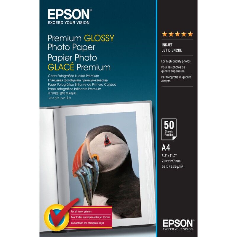 Epson|Papel Fotográfico Brilhante Epson Premium Glossy Photo Paper - A4 - 50 Hojas A4 50 Folhas (1 Unidade)