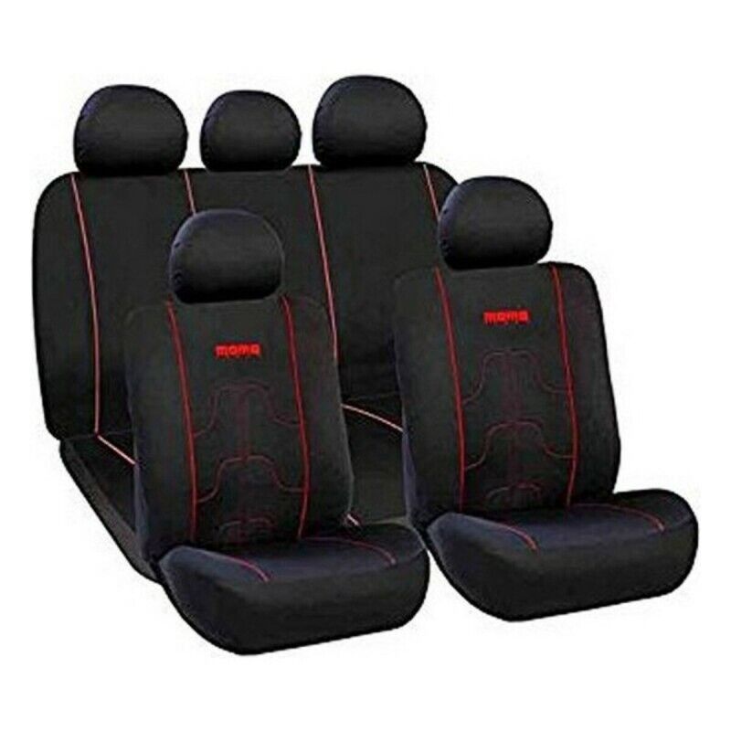 MOMO|Conjunto de Capas para Assentos MOMO 21 Preto Preto/Vermelho Poliéster MOMO|Conjunto de Capas para Assentos MOMO 21 Preto Preto/Vermelho Poliéster