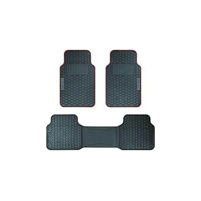 Sparco|Conjunto de Tapetes de Carro Sparco SPCF500RD Preto/Vermelho Preto Vermelho (3 pcs)