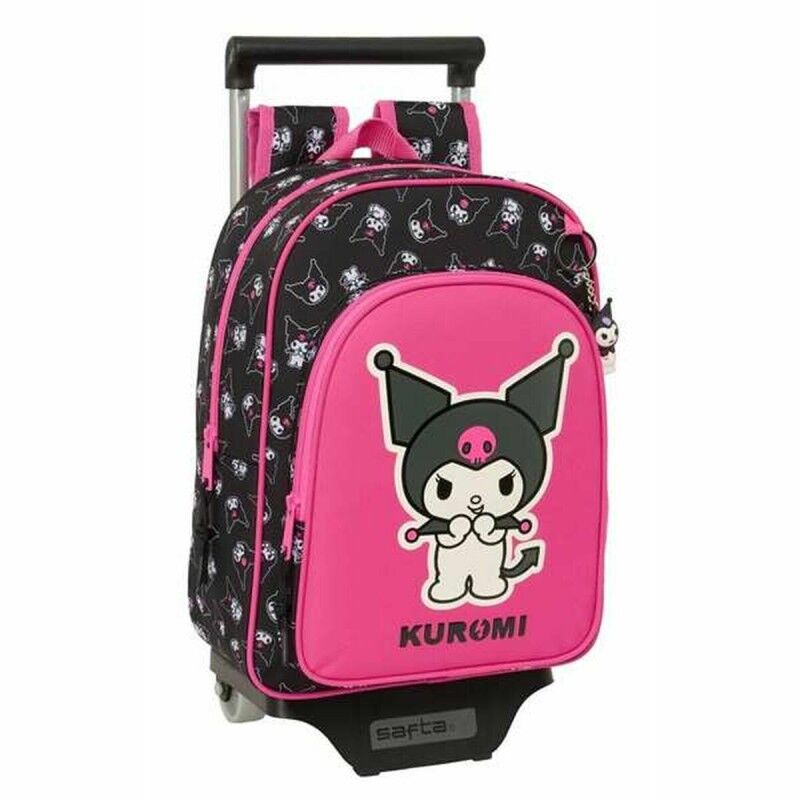 Kuromi|Mochila Escolar com Rodas Kuromi Preto Fúcsia 26 x 11 x 67 cm 26 x 34 x 11 cm