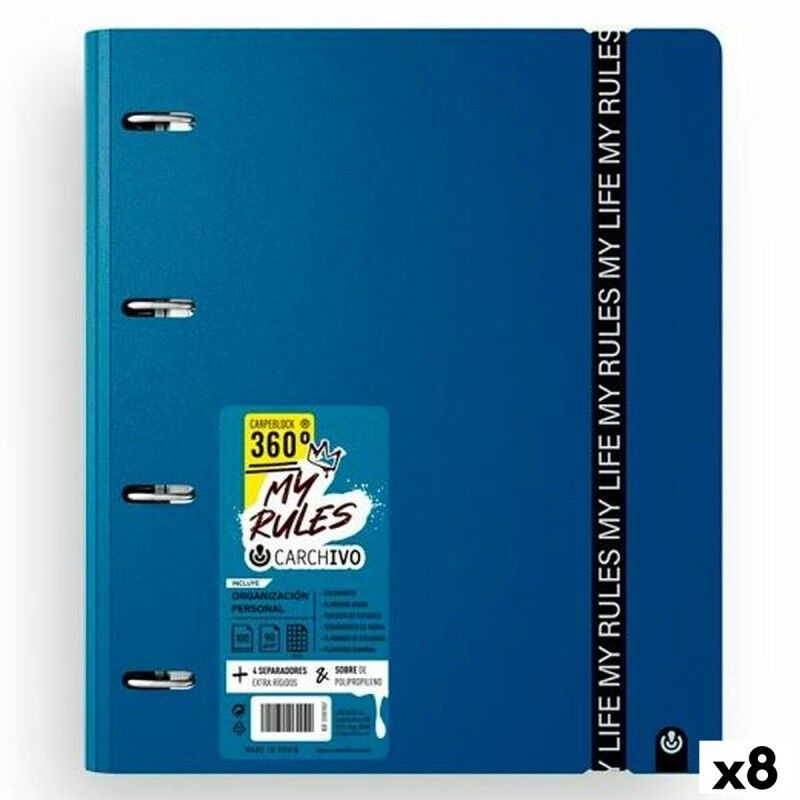 Carchivo|Pasta com argolas Carchivo CARPEBLOCK 360 MY RULES Azul escuro A4 (8 Unidades)