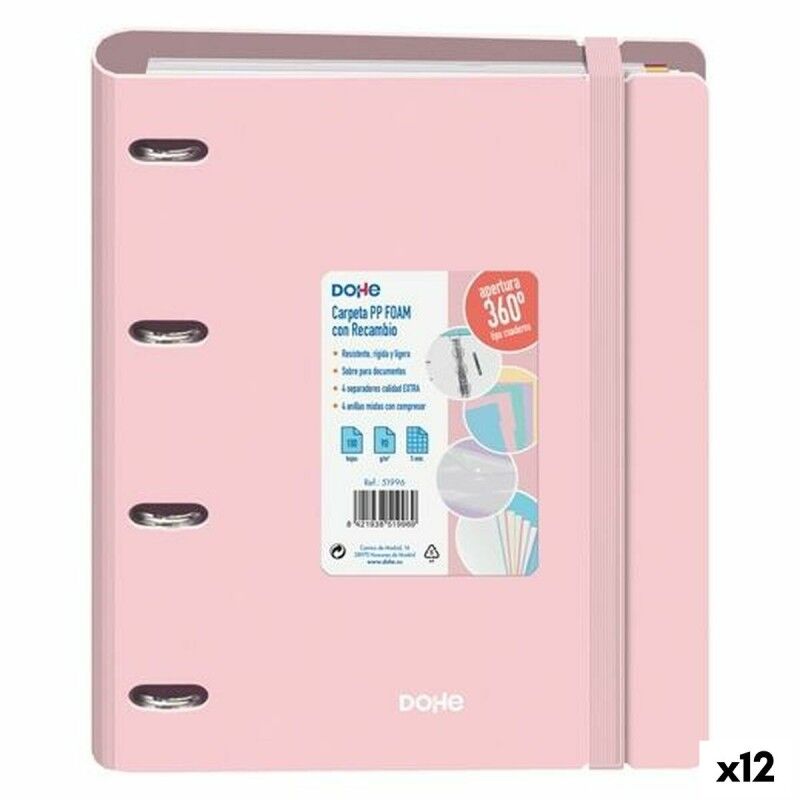DOHE|Pasta com argolas DOHE Cor de Rosa A4 (12 Unidades)