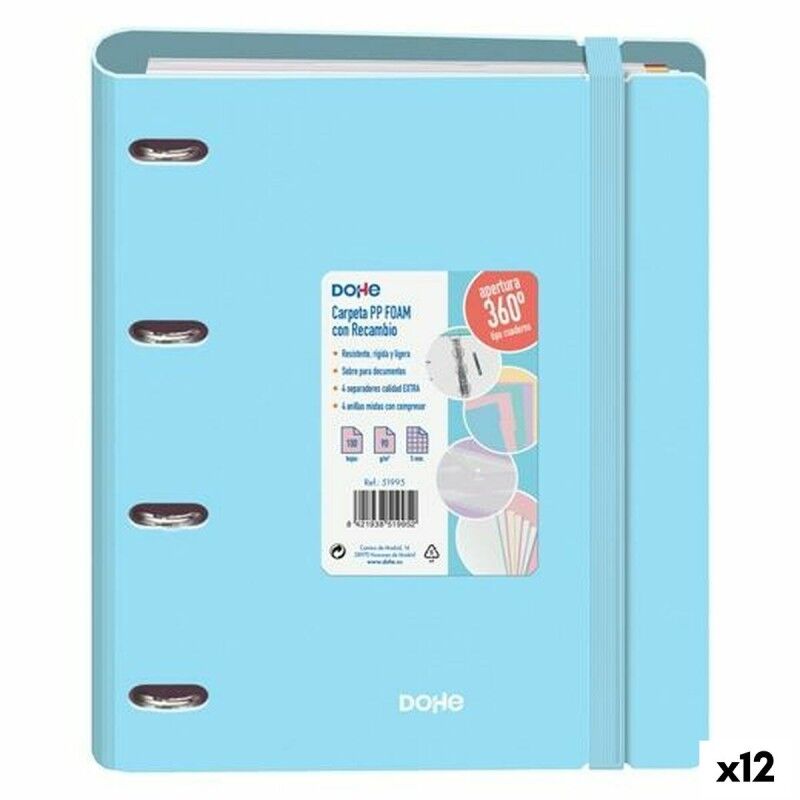 DOHE|Pasta com argolas DOHE Azul Pastel A4 (12 Unidades)