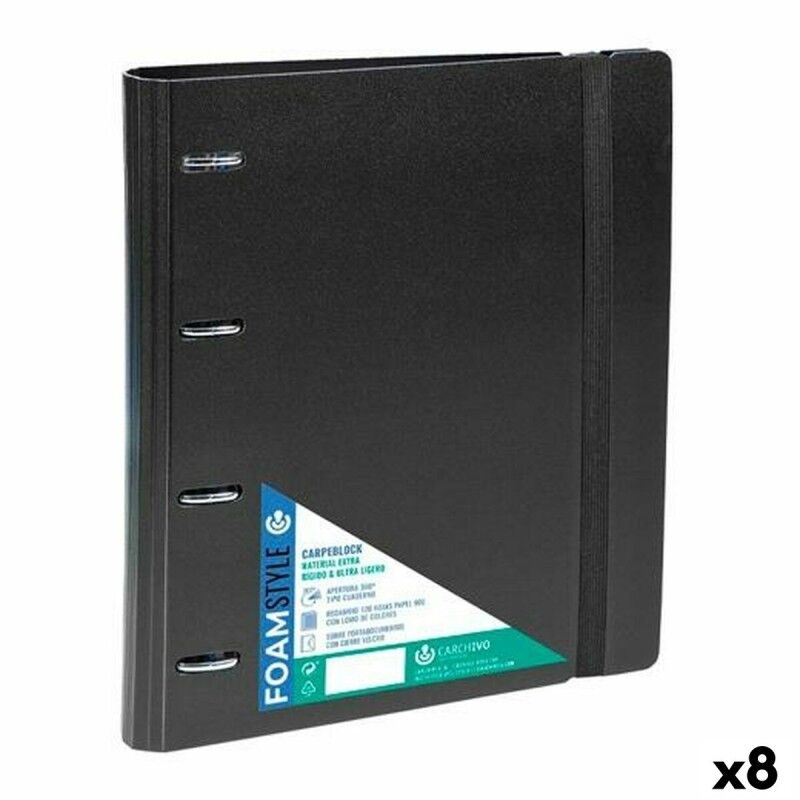 Carchivo|Pasta com argolas Carchivo CARPEBLOCK Preto A4 (8 Unidades)